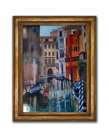 painting of Venice canals and gondolas